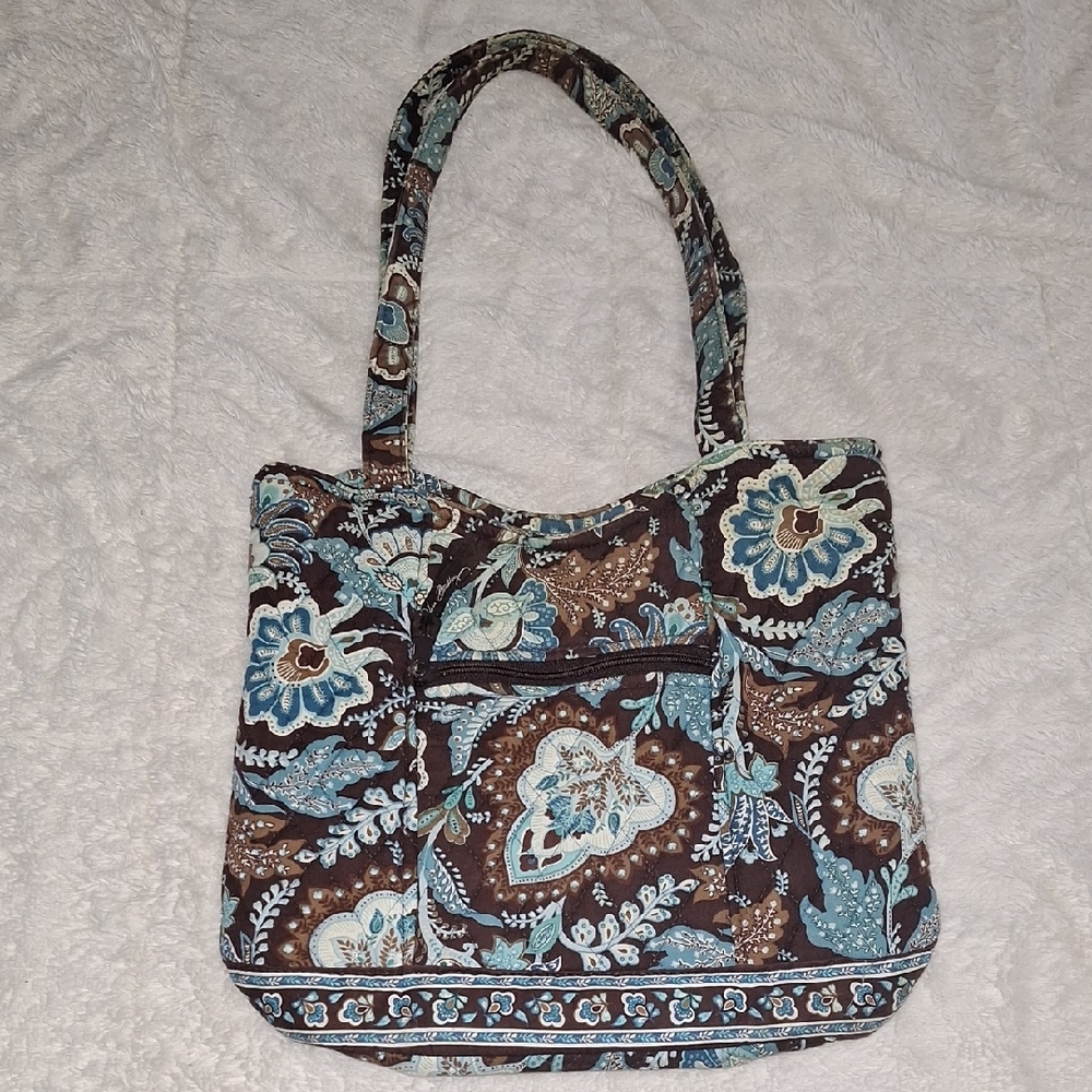 Vera Bradley Floral Brown and Blue Tote Bag
